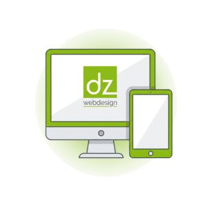 Icon Webdesign: Monitor und Smartphone mit dz-webdesign-Logo